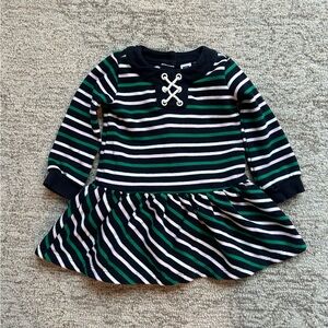 Janie and Jack Striped Navy, light pink and white dress toddler